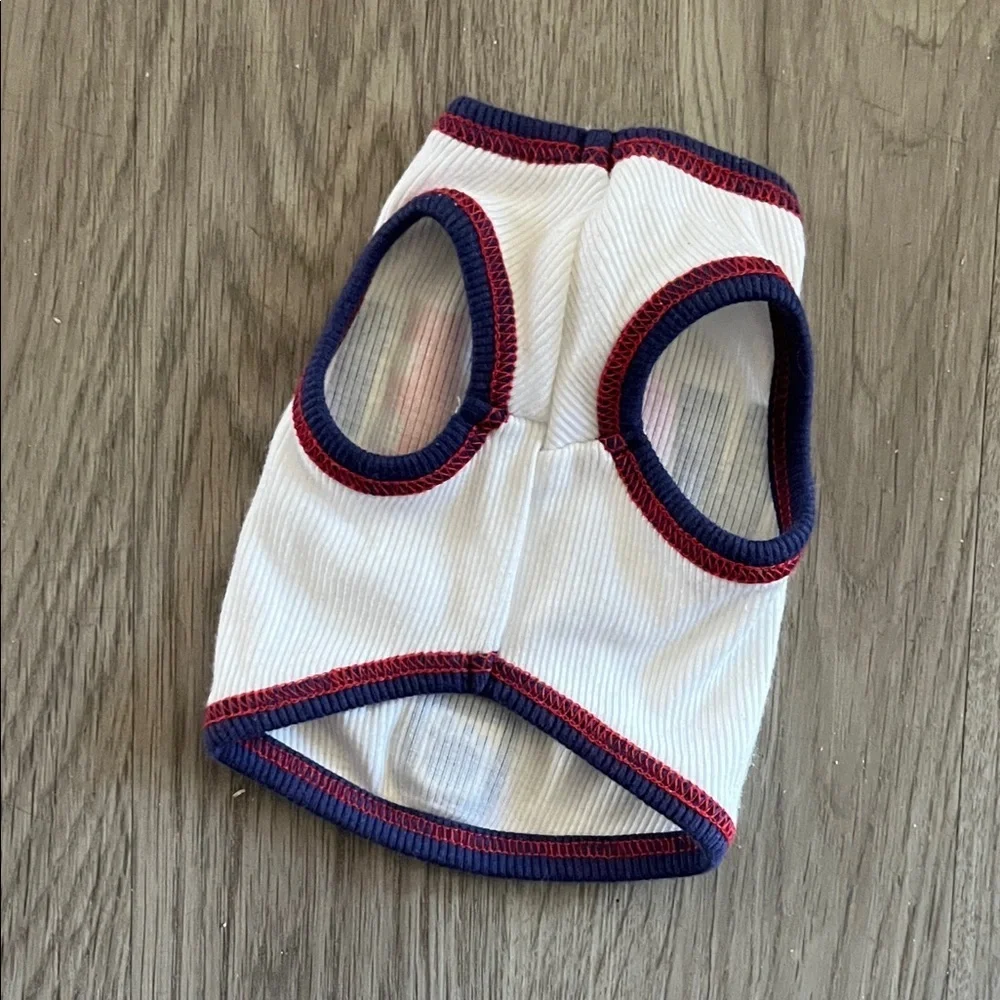Stylish Dog Shirt with Red and Blue Trim